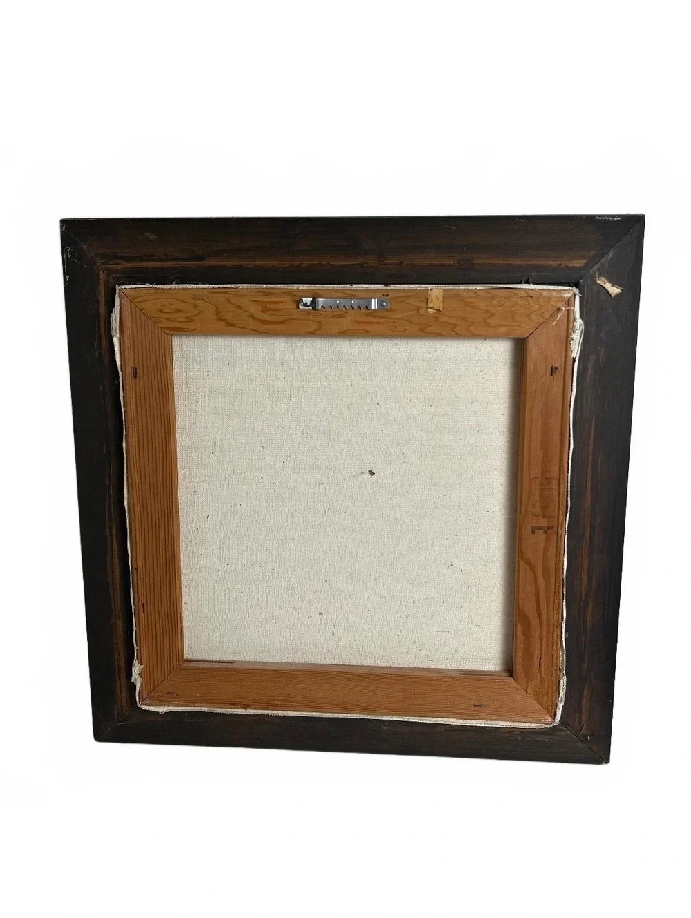 Mid-Century Modern Snow Landscape Painting in Wood Frame
